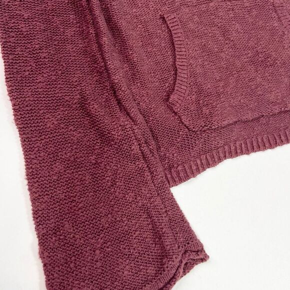 Roxy Hang With Me Sweater Womens Small Burgundy Open Knit Pullover Hooded - Picture 2 of 11